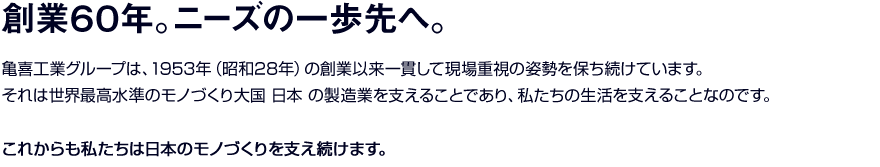 創業60年。ニーズの一歩先へ。